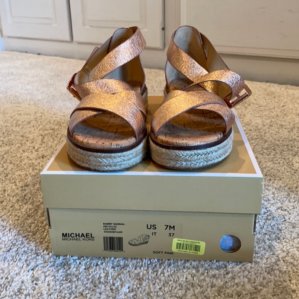 Michael Kors size 7 rose gold sandals only worn once